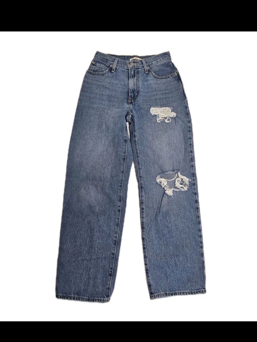 Levi’s 94 Baggy Jeans Women 26x31 Distressed Ripped High Rise Straight Leg Light